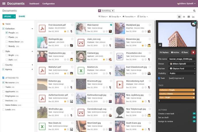 Odoo documents interface